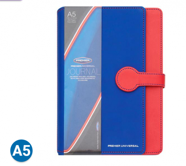 Premier A5 256pg Blue Journal Ruled With Card Flap And Round Magnetic Closure, Ireland
