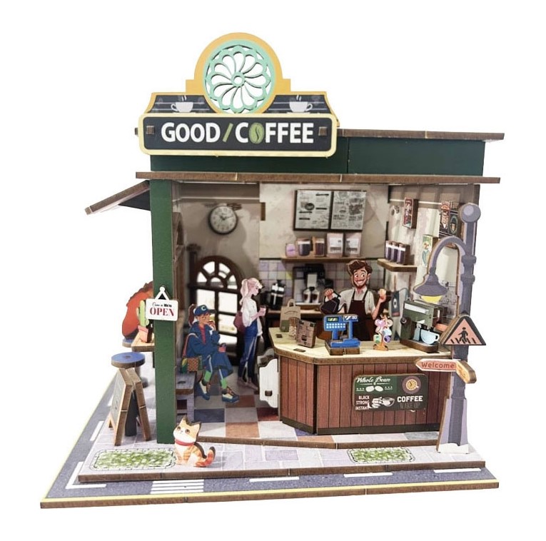 Woodworks Wooden Construction Kit Coffee Shop with Light, Toy, Craft, Ireland.jpg 2